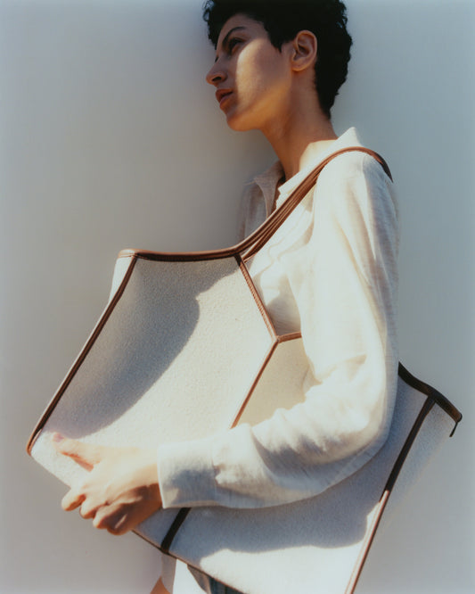 Hereu CALELLA SQUARED MEDIUM CANVAS - Leather-trimmed Tote Bag