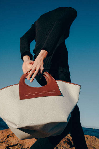 Hereu CALA S - Leather-trimmed Canvas Tote Bag