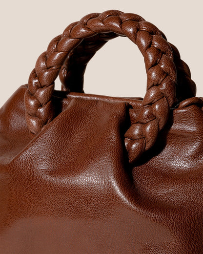 Hereu BOMBON M SUPPLE SHINY - Medium Plaited-handle Leather Handbag