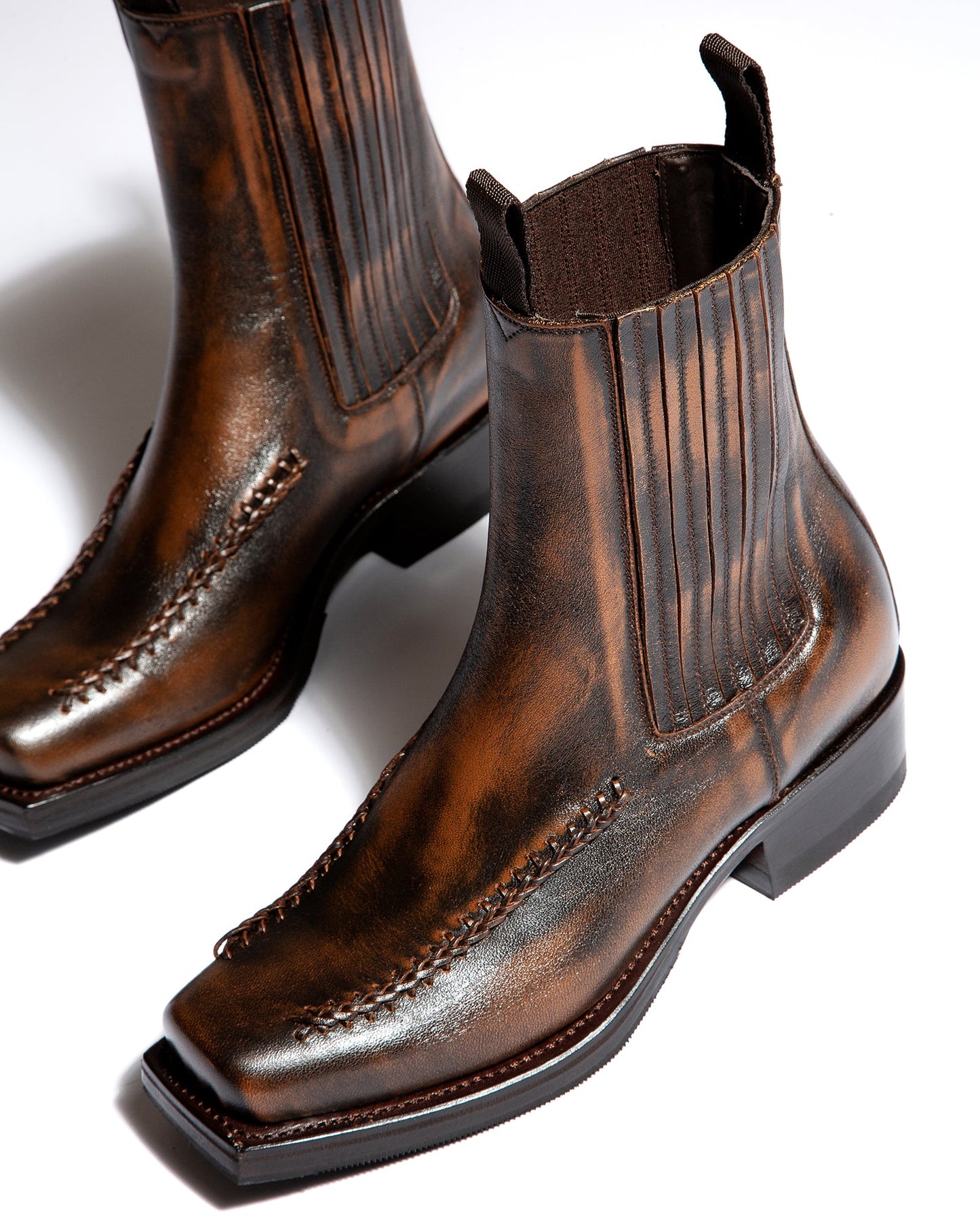 Hereu AGULLA - Square-Toe Braided Detail Chelsea Boot